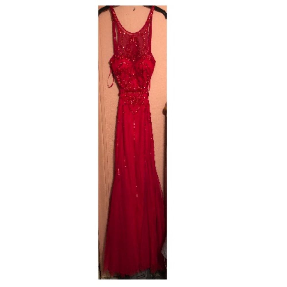 Red mermaid prom dress